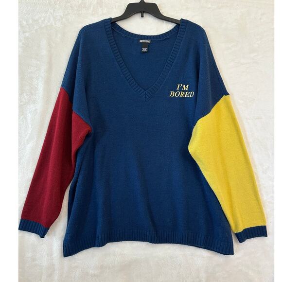 Hot Topic I'm Bored Sweater 5 5X Colorful Fun Knit - Picture 1 of 8